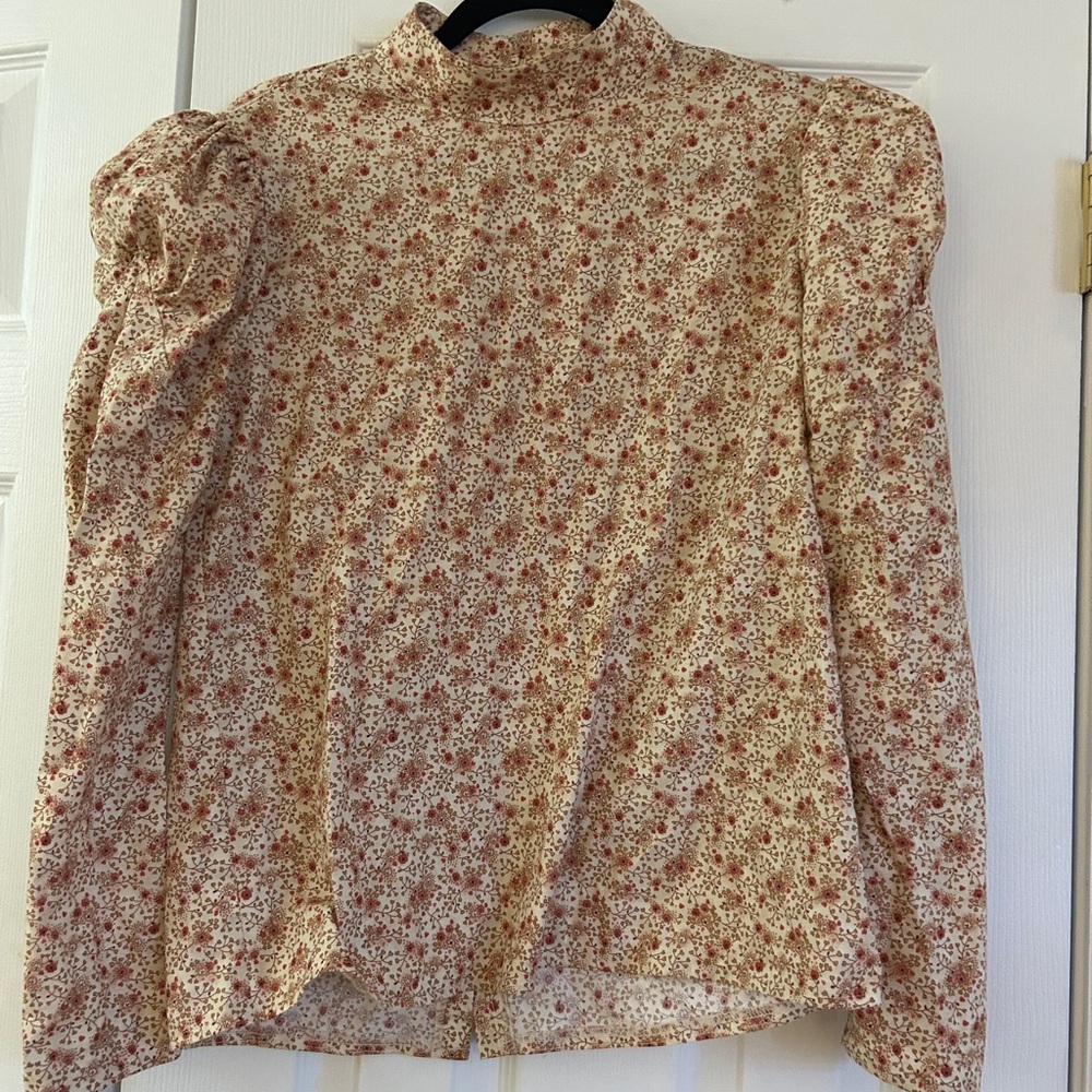 Recollections Vintage-Inspired Floral Puff-Sleeve Blouse - Red Floral women’s S